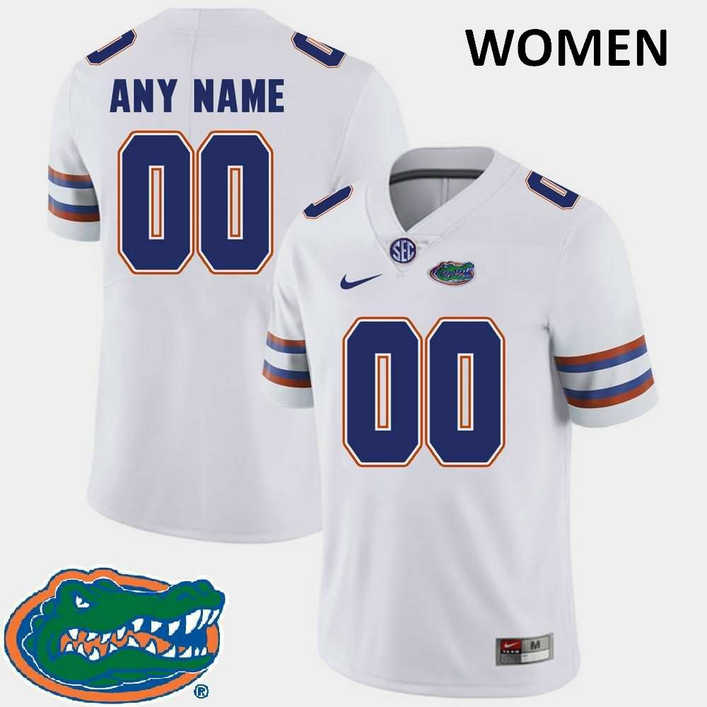 NCAA Florida Gators Customize Women's #00 Nike White 2018 SEC Stitched Authentic College Football Jersey JNA8664FS